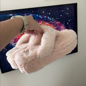 crown & ivy Pink Fuzzy Slippers